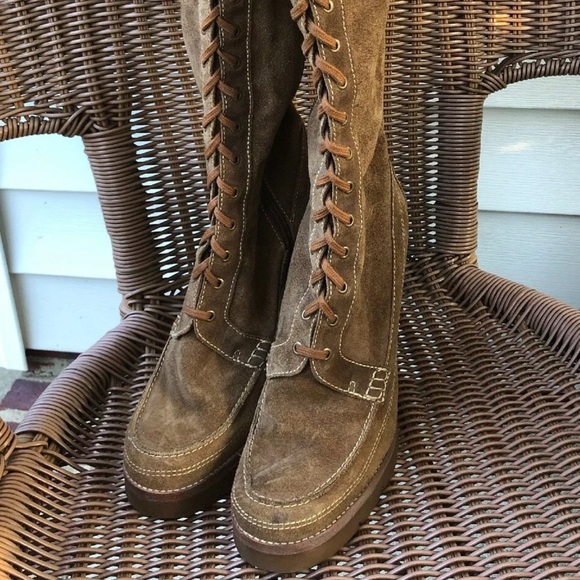 MK suede eyelet hook loop knee high platform RARE - Picture 12 of 16